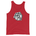 Lament Configuration design on men's tank top, front view
