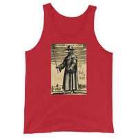 Plague Doctor 1334 design on men's tank top, front view
