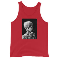 Skeleton Smoking Van Gogh design on men's tank top, front view