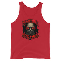Neville Strange Future Corpses design on men's tank top, front view