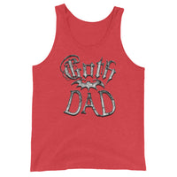 White Goth Dad Bat design on men's tank top, front view