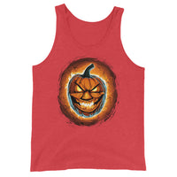 Fire Jack O' Lantern design on men's tank top, front view