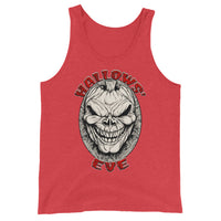 Grinning Skull Pumpkin design on men's tank top, front view