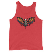 Vampire Bat Skeleton design on men's tank top, front view