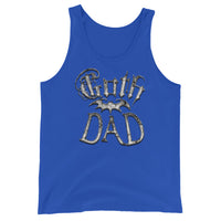 White Goth Dad Bat design on men's tank top, front view
