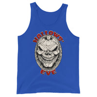 Grinning Skull Pumpkin design on men's tank top, front view
