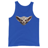 Grinning Bat Skull design on men's tank top, front view