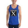 Generation X design on men's tank top, front view