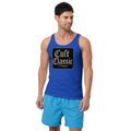 Cult Classic design on men's tank top, front view