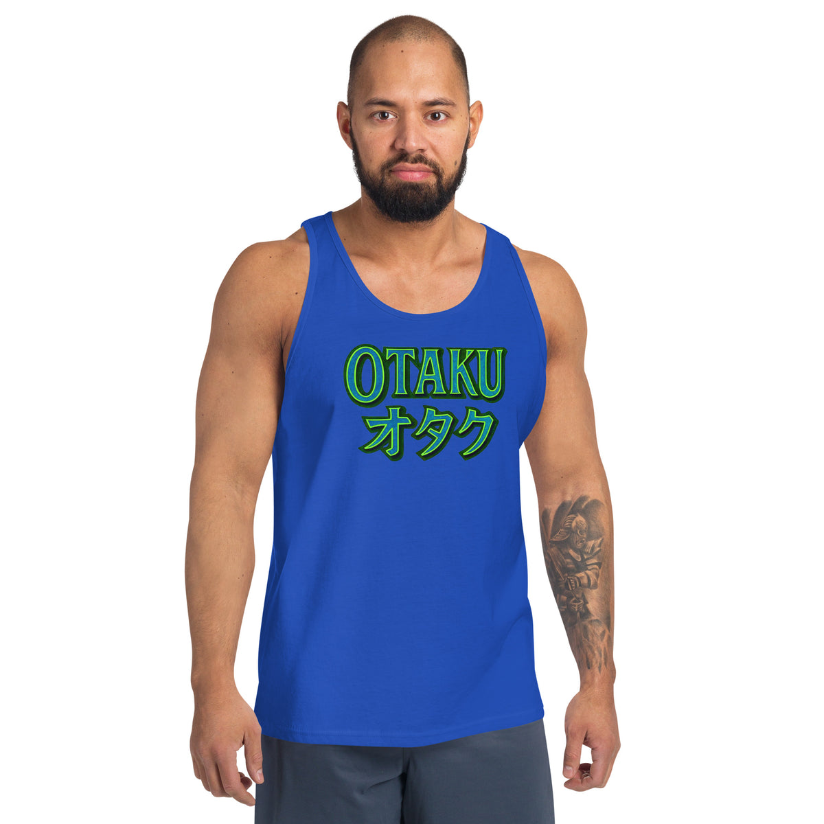 Otaku オタク Japanese Culture design on men's tank top, front view