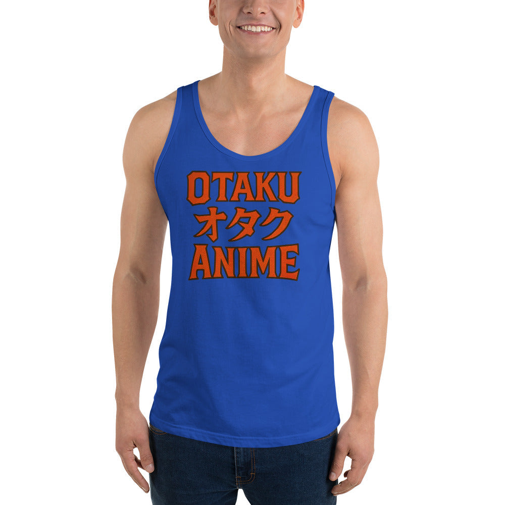 Otaku オタク Anime design on men's tank top, front view