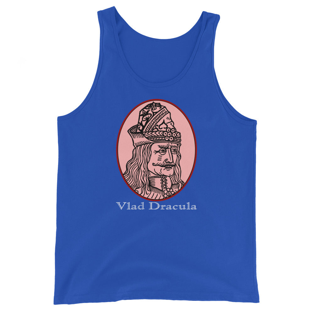 Vlad the Impaler design on men's tank top, front view