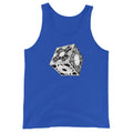 Lament Configuration design on men's tank top, front view