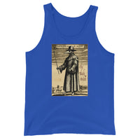 Plague Doctor 1334 design on men's tank top, front view