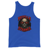 Neville Strange Future Corpses design on men's tank top, front view