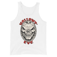 Grinning Skull Pumpkin design on men's tank top, front view