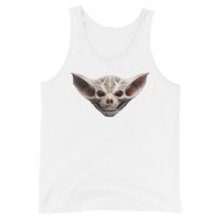 Grinning Bat Skull design on men's tank top, front view