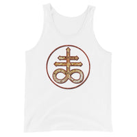 Leviathan Cross design on men's tank top, front view