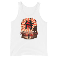 Samurai Warrior Honor the Sword design on men's tank top, front view