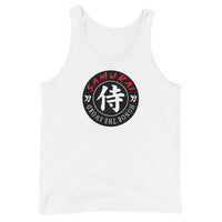 Samurai Honor Kanji 侍 design on men's tank top, front view