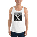 Generation X design on men's tank top, front view