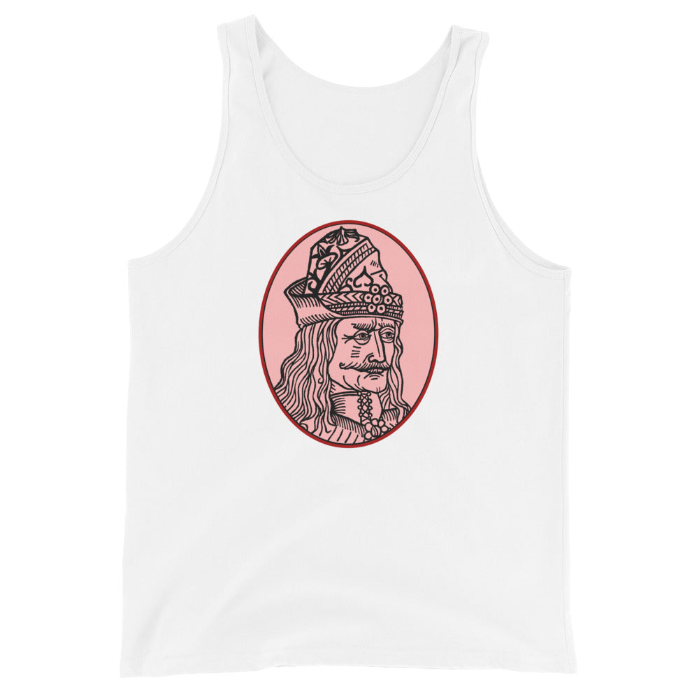Vlad the Impaler design on men's tank top, front view