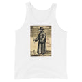 Plague Doctor 1334 design on men's tank top, front view