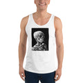 Skeleton Smoking Van Gogh design on men's tank top, front view