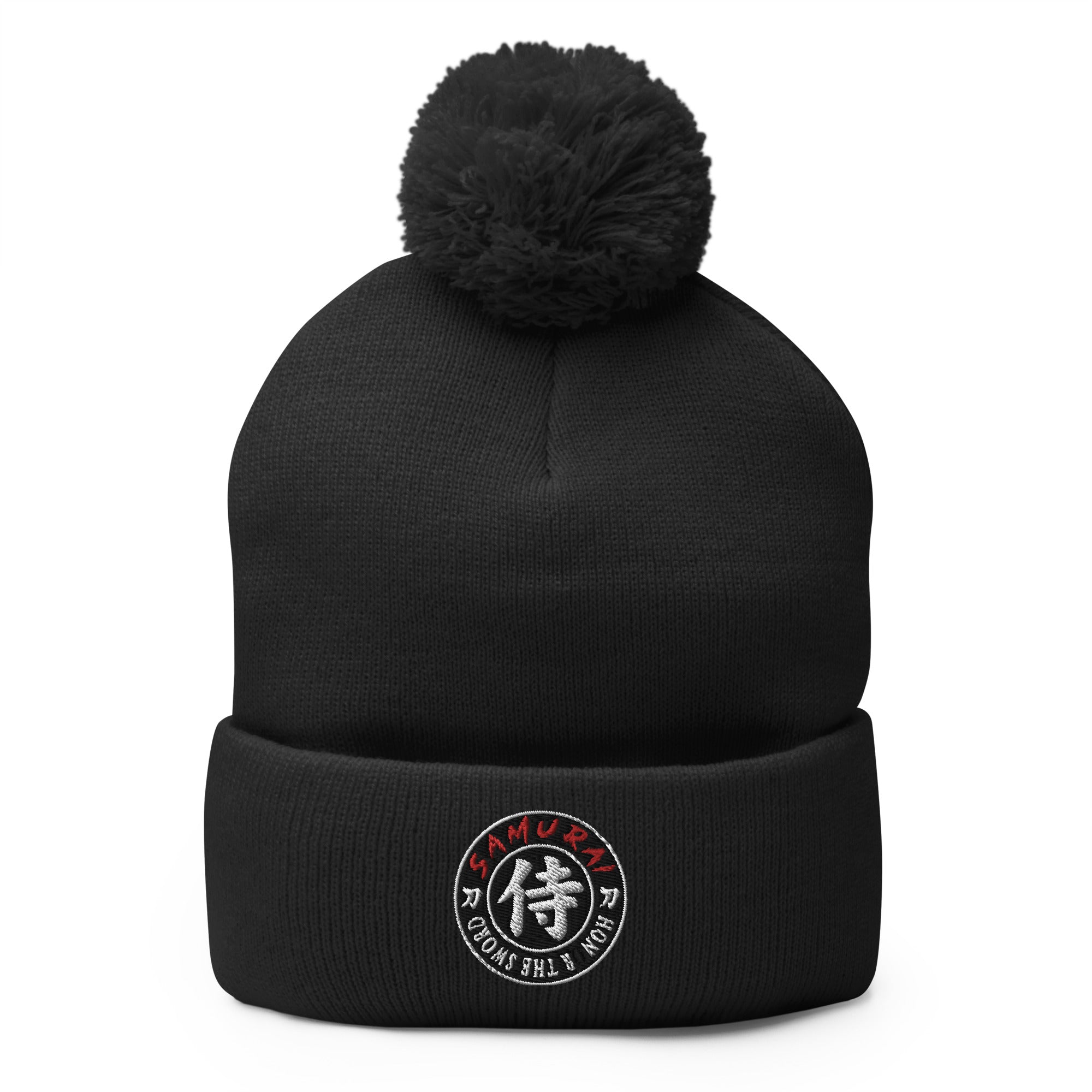 Samurai Honor the Sword Japanese Kanji Symbol Pom-Pom Beanie Cap