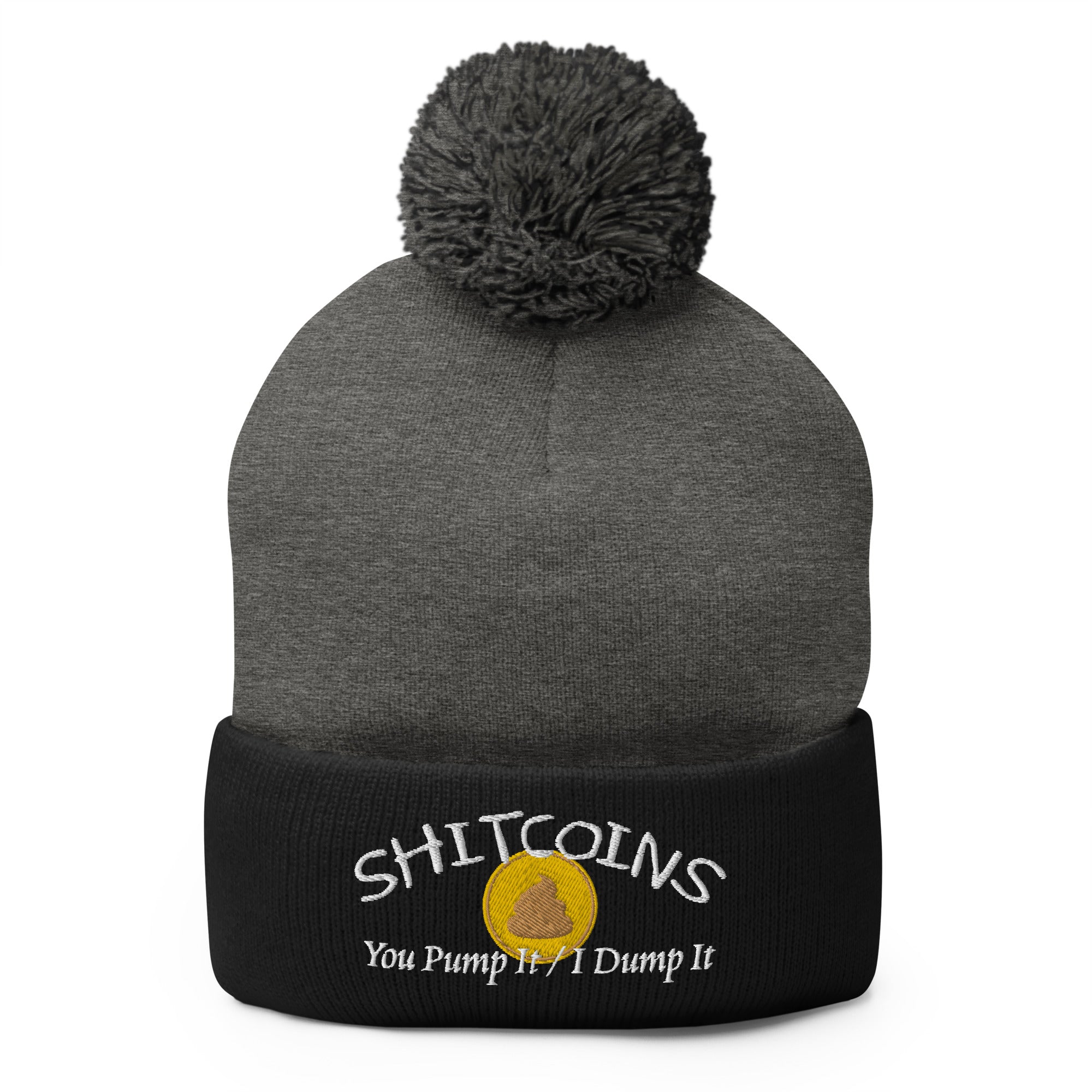 Shitcoins Pump and Dump Meme Coins Tokens Crypto Pom-Pom Beanie Cap