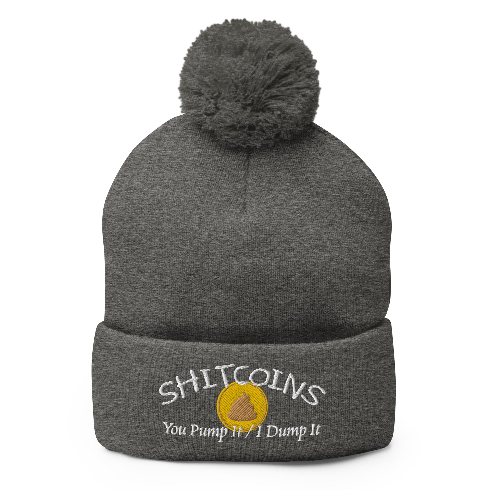 Shitcoins Pump and Dump Meme Coins Tokens Crypto Pom-Pom Beanie Cap