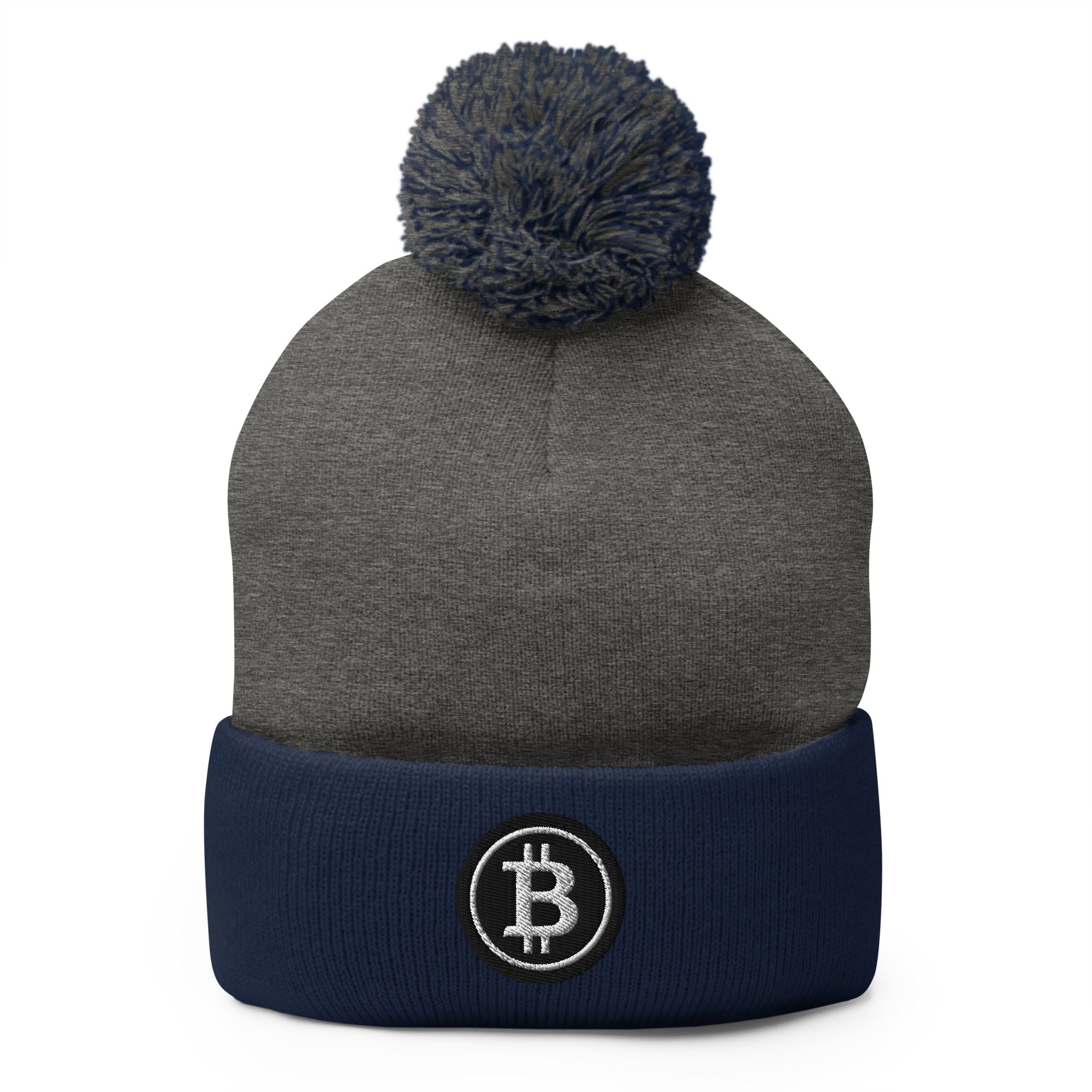 Black BTC Bitcoin Crypto Symbol Digital Asset Pom-Pom Beanie Cap