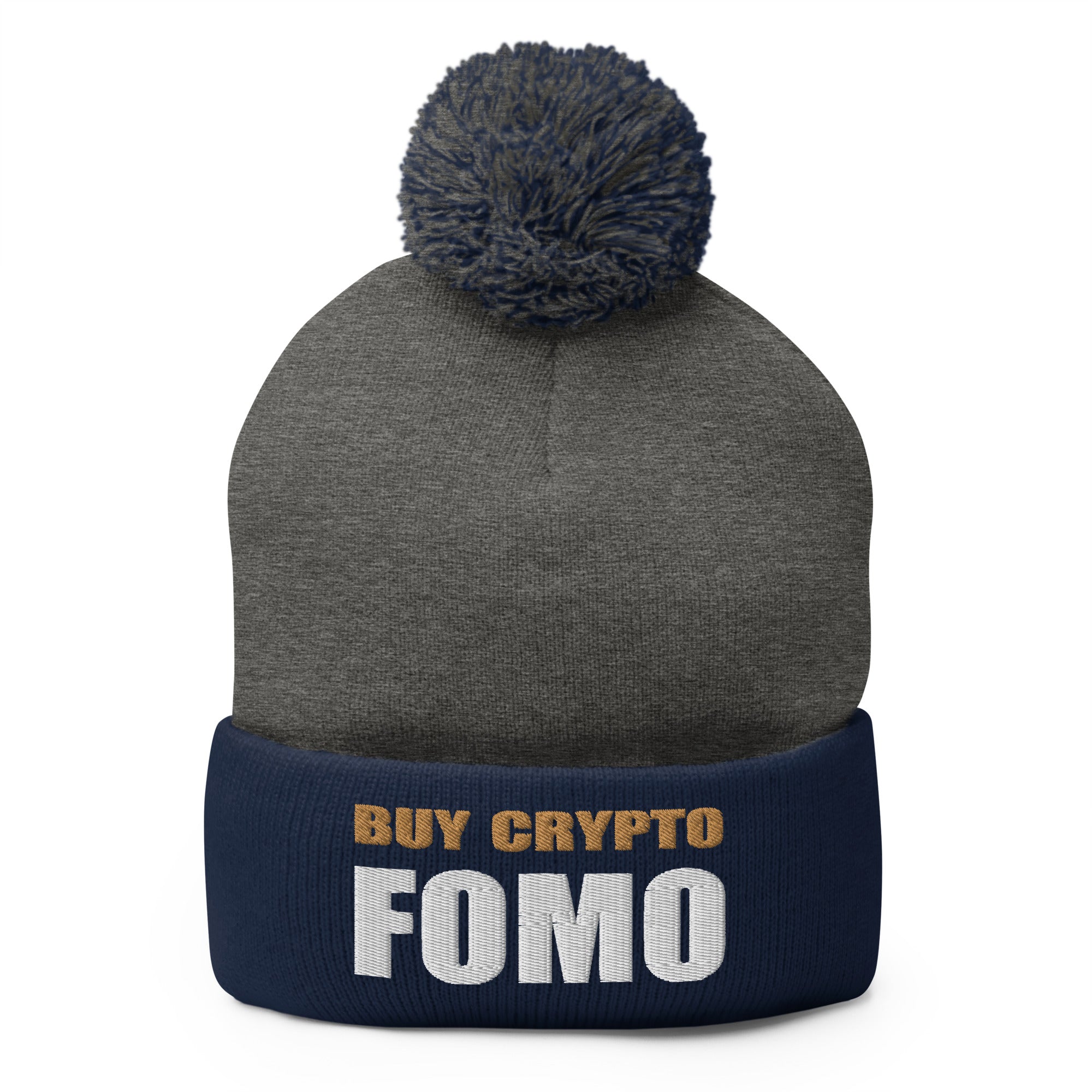 Buy Crypto Now and FOMO In Bitcoin Ethereum Pom-Pom Beanie Cap