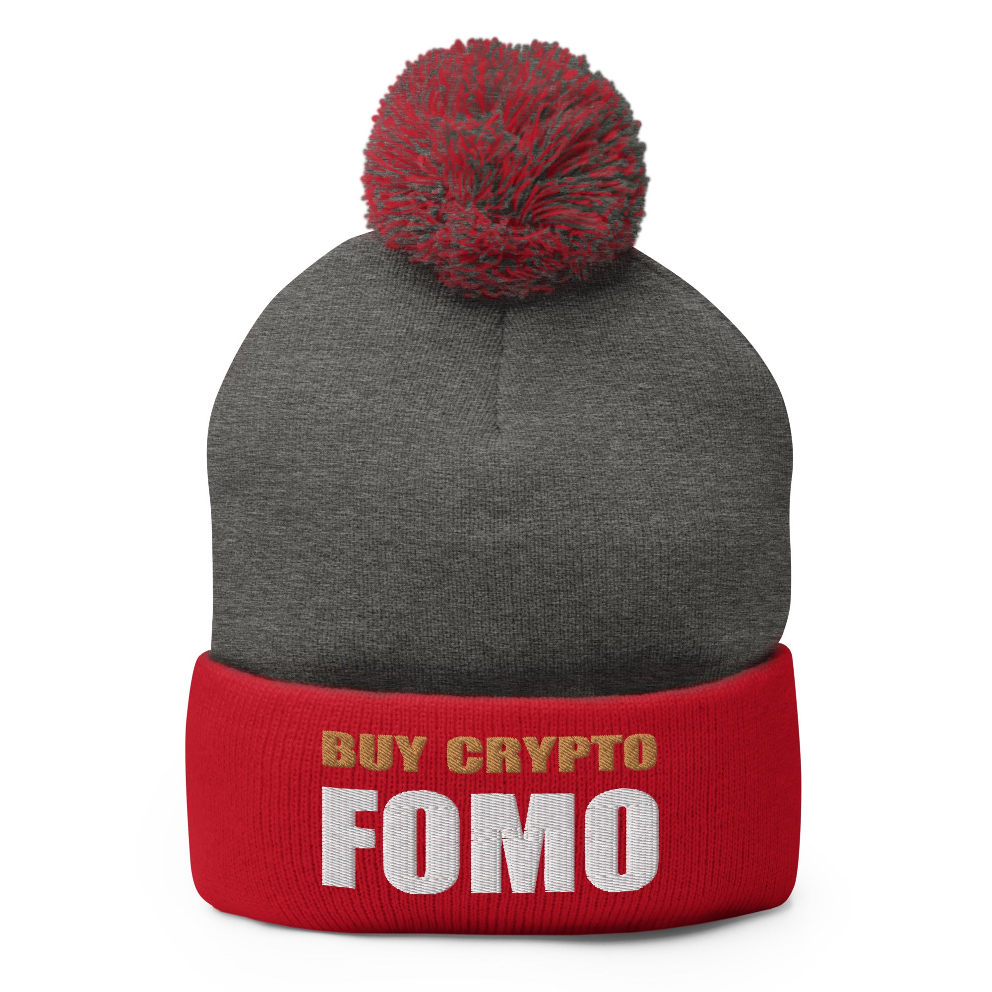 Buy Crypto Now and FOMO In Bitcoin Ethereum Pom-Pom Beanie Cap