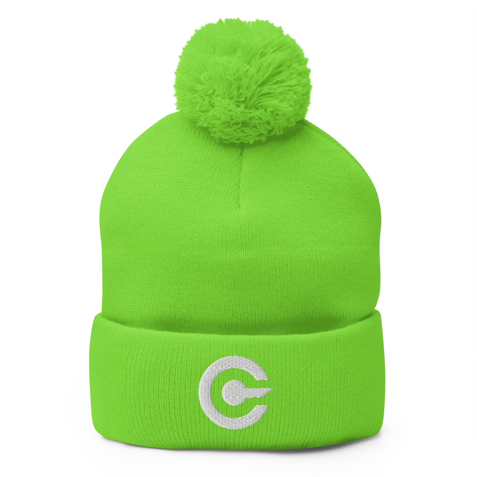 White Cryptocurrency Symbol Digital Asset Money Pom-Pom Beanie Cap