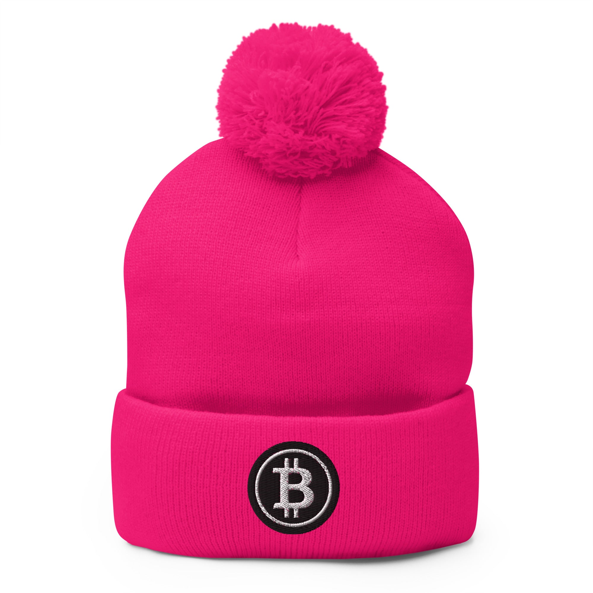 Black BTC Bitcoin Crypto Symbol Digital Asset Pom-Pom Beanie Cap