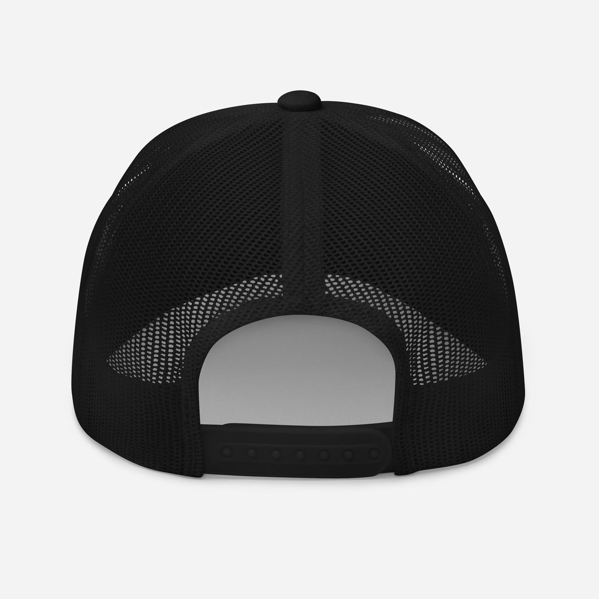 Black/ White trucker hat featuring Darkness Kanji Symbol 闇 embroidered artwork, product image 2