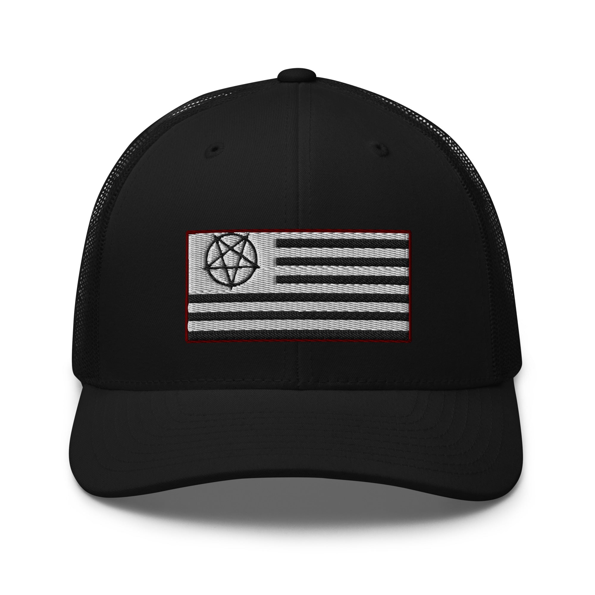 American Satanist Pentagram U.S. Flag Embroidered Trucker Cap Snapback Hat