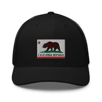 Black/ White trucker hat featuring California U.S. State Flag Embroidered Retro embroidered artwork, product image 2