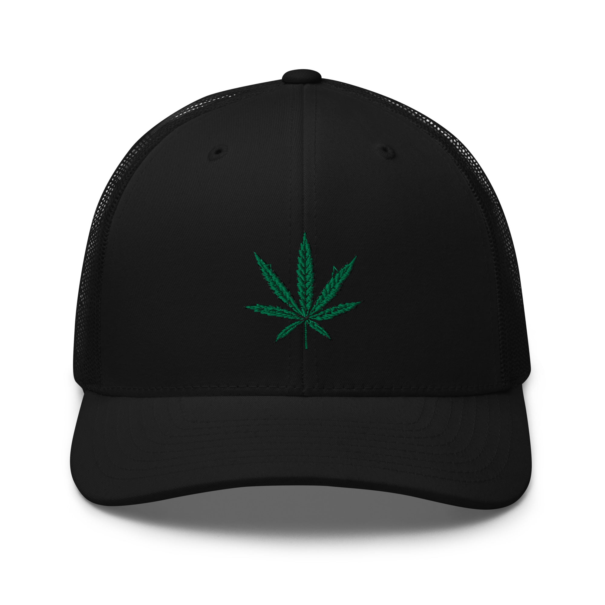 Cannabis Pot Leaf Marijuana Embroidered Retro Trucker Cap Snapback Hat