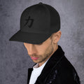 Black/ White trucker hat featuring Power Kanji Symbol 力 embroidered artwork, product image 2