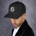 Black/ White trucker hat featuring Japanese Kanji Shadow 影 embroidered artwork, product image 2