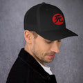 Black/ White trucker hat featuring Death Kanji 死 (Shi) Trucker embroidered artwork, product image 2