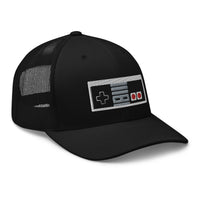 Navy trucker hat featuring Classic 80's Game Controller Embroidered Retro embroidered artwork, product image 3