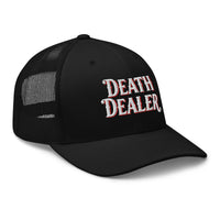 Charcoal/ Black trucker hat featuring Death Dealer embroidered artwork, product image 4