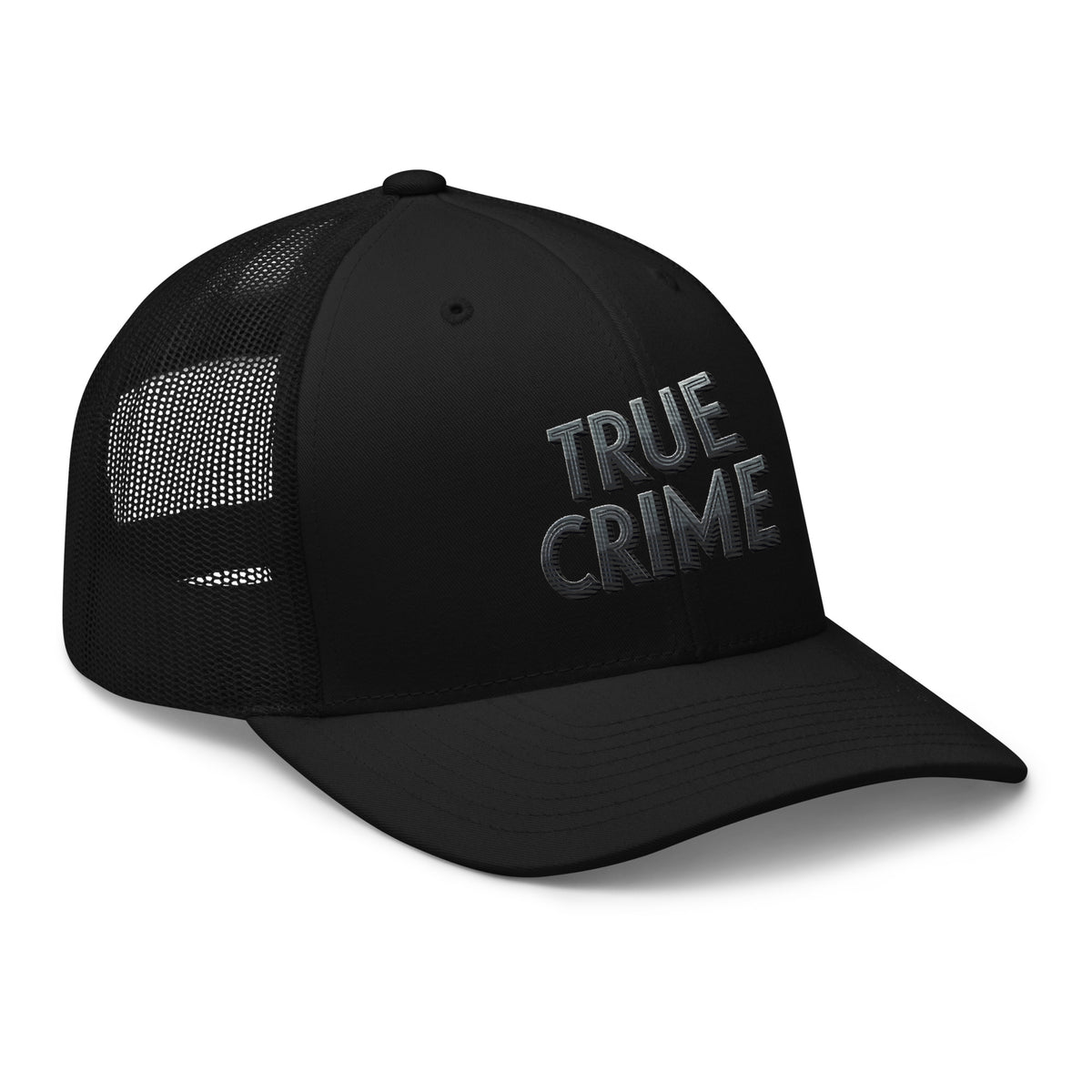 Charcoal/ Black trucker hat featuring Detective Style embroidered artwork, product image 4
