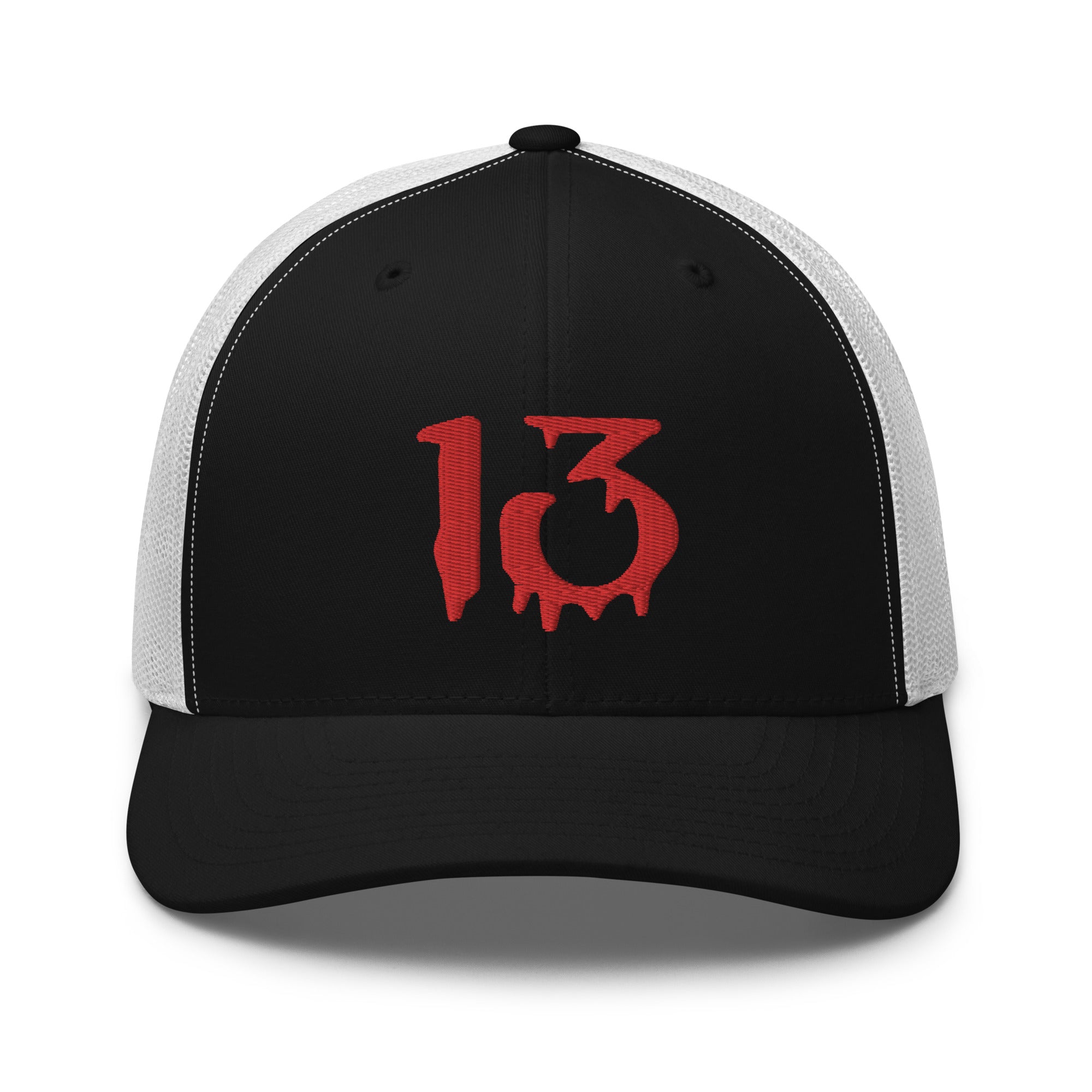 Bloody Number Thirteen 13 Lucky Halloween Embroidered Trucker Cap Snapback Hat
