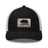 Navy trucker hat featuring California U.S. State Flag Embroidered Retro embroidered artwork, product image 3