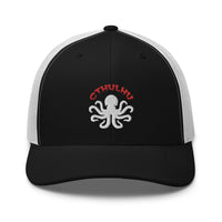 Navy trucker hat featuring Cthulhu The Elder Gods Embroidered Retro embroidered artwork, product image 3
