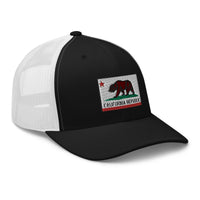 Navy/ White trucker hat featuring California U.S. State Flag Embroidered Retro embroidered artwork, product image 4